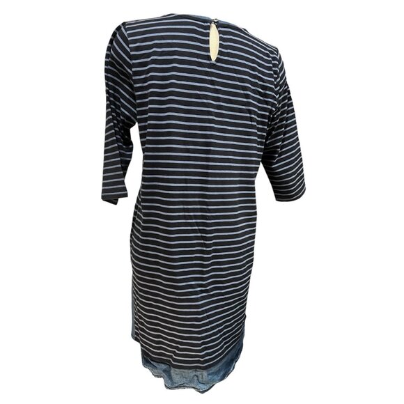 J. JIll Notched Neck Striped 3/4 Sleeve Casual Denim Lined Sheath Dress Sz Mediu - Picture 11 of 16